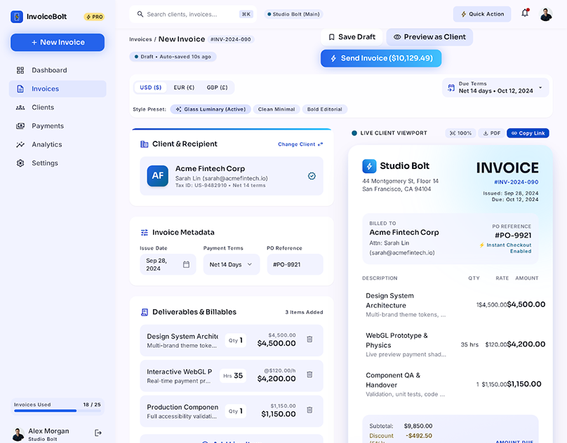 InvoiceBolt: Invoicing and payments SaaS for freelancers